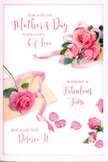 This Mother's Day card feels like a tender floral still life arranged on bright white paper, echoing the quiet charm of Nunhead's residential streets in spring. At its heart lies a lush cluster of pink roses, each bloom rendered with intricate detail: outer petals fade to a soft, powdery blush while the inner spirals deepen into a richer rose hue, giving the impression of depth and velvety texture. Smaller companion roses nestle around them, some fully open, others just beginning to unfurl, creating a natural, garden-like rhythm reminiscent of a hand-picked posy brought home from a local Nunhead florist. Scattered across the card are loose petals, some resting near the main bouquet, others drifting further away, as though they have gently fallen while arranging flowers on a kitchen table bathed in daylight. A delicate ribbon in a pastel shade curves and loops around the central spray, suggesting satin or silk by the way it reflects soft highlights, evoking the final, loving touch that secures a bouquet before delivery. Flowing calligraphy winds through the composition, with graceful strokes that spell out affectionate Mother's Day sentiments-gratitude, admiration, and wishes for peaceful moments of rest. The overall lighting is gentle, neither harsh nor dramatic, casting mild shadows that give the roses a three-dimensional presence, like blooms viewed in the calm of a late morning near Nunhead Green. This card conveys both visual beauty and emotional warmth, making it a thoughtful partner to real roses delivered locally to celebrate a mother's enduring tenderness.